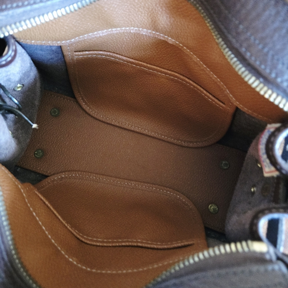 Vintage Dooney & Bourke Brown Zip Top Front Buckle Pebbled Leather Crossbody Bag - Picture 13 of 15